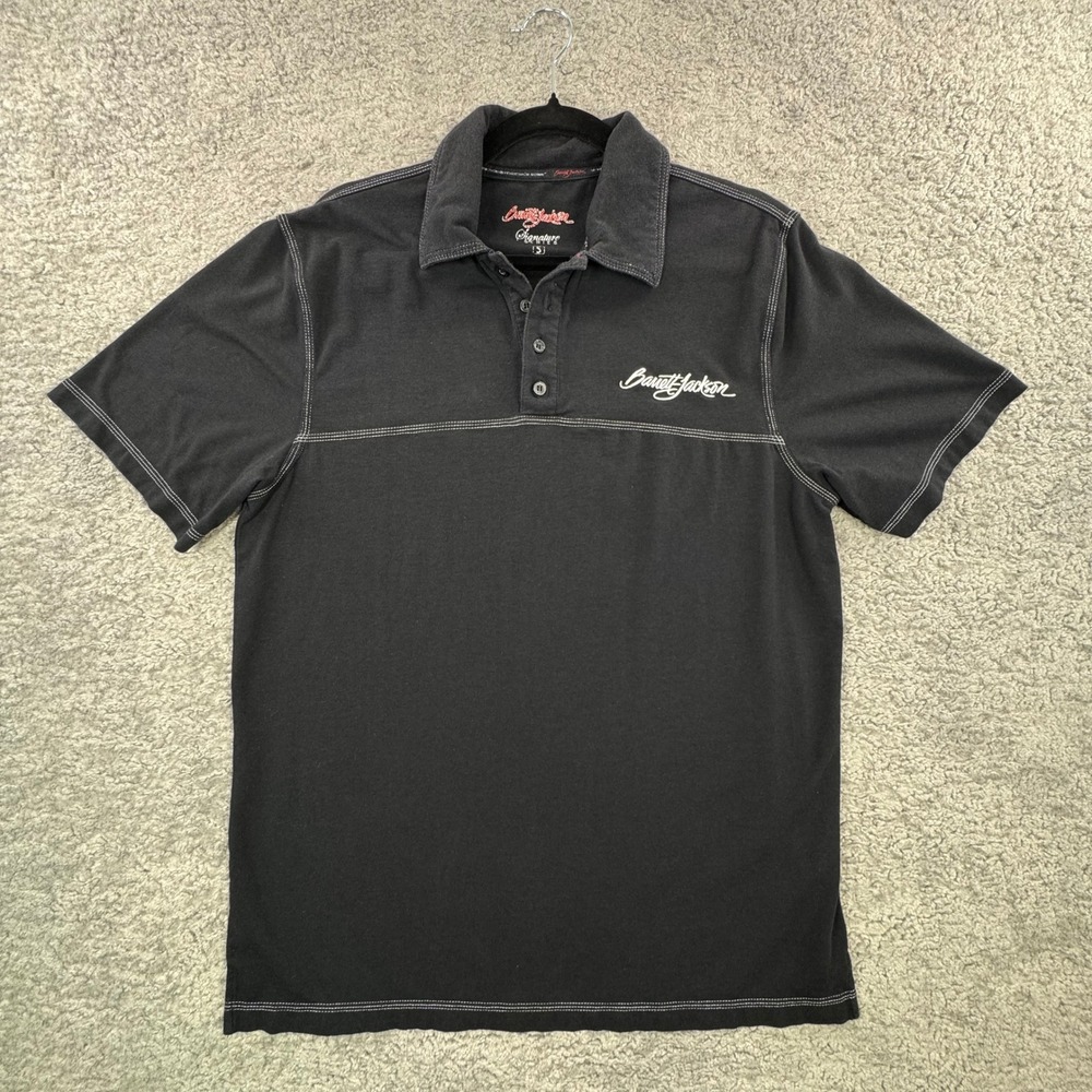 Barrett-Jackson Signature Series Mens Black‎ Polo Shirt Contrast Stitch Small
